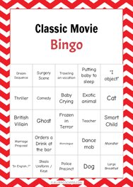 Classic Movie Bingo