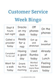 Customer Service Week Bingo
