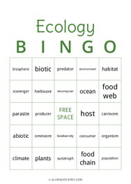 Ecology Bingo
