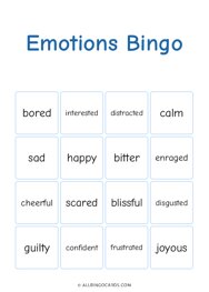 Emotions Bingo