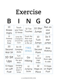 Exercise Bingo