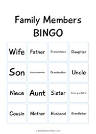 Family Members Bingo