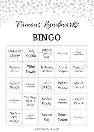 Famous Landmarks Bingo