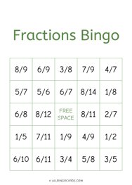 Fractions Bingo