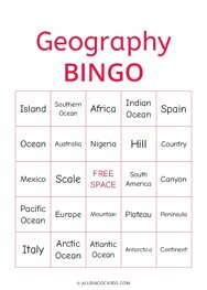 Geography Bingo
