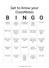 Get to Know your ClassMates Bingo
