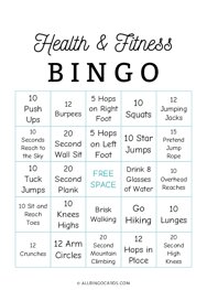 Health and Fitness Bingo