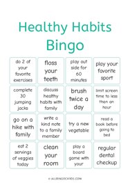 Healthy Habits Bingo