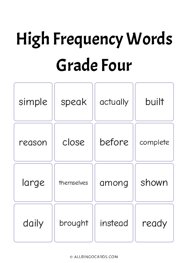 Grade 4: High Frequency Words