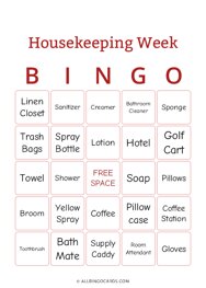 Housekeeping Week Bingo