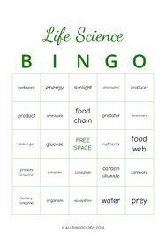 Life Science Bingo