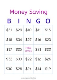 Money Saving Bingo