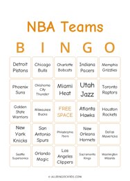 NBA Teams Bingo