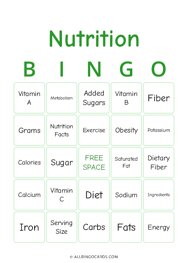 Nutrition Bingo