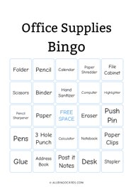 Office Supplies Bingo