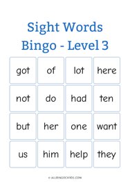 Sight Words Bingo - Level 3