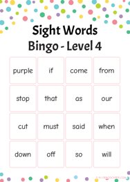 Sight Words Bingo - Level 4
