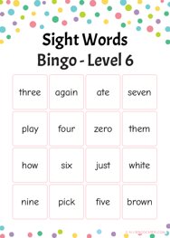 Sight Words Bingo - Level 6