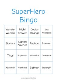 SuperHero Bingo