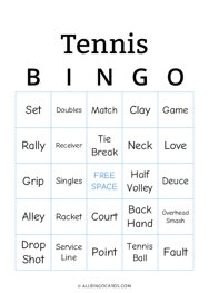 Tennis Bingo