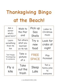 Thanksgiving Bingo at the Beach!