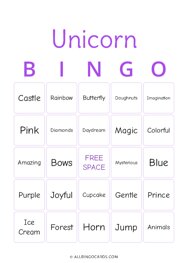 Unicorn Bingo