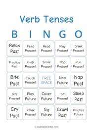 Verb Tenses Bingo