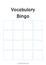 Vocabulary Bingo Template