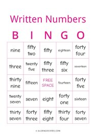 Written Numbers Bingo
