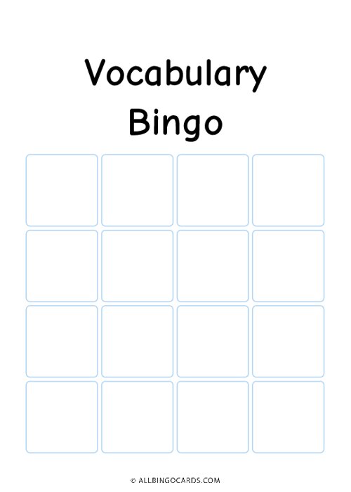Vocabulary Bingo Template