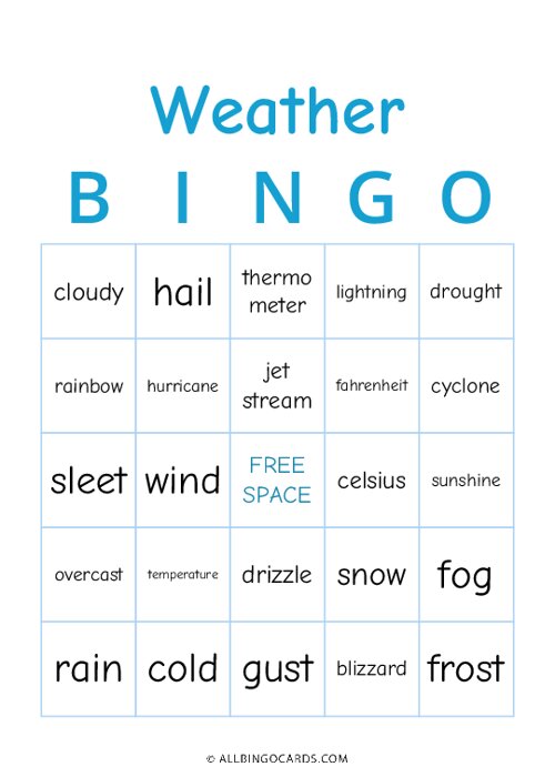 Weather Bingo