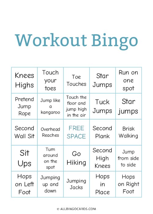 Workout Bingo