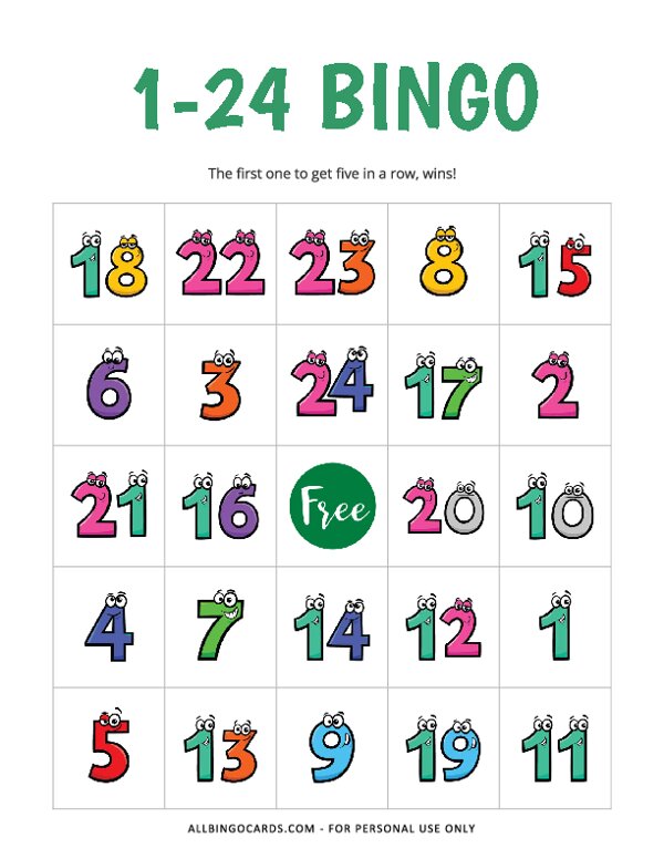 1–24 Number Bingo