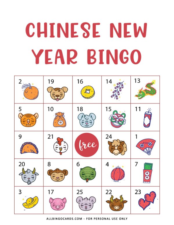 Chinese New Year Bingo