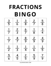 Fractions Bingo