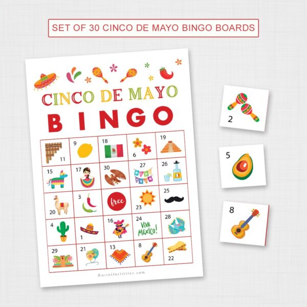 Set of 30 Cinco de Mayo Bingo Cards