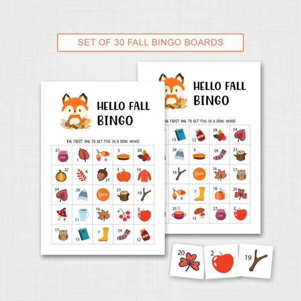 Set of 30 Fall Bingo Cards