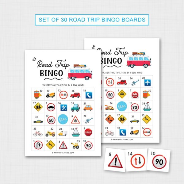 Set of 30 Road Trip Bingo Cards Printable