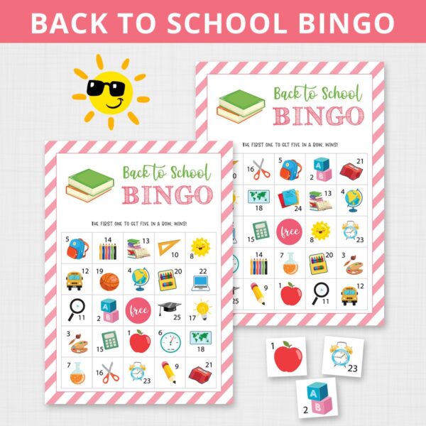 Printable Back to School 30 Bingo Cards
