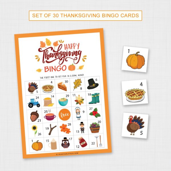 Printable Thanksgiving Bingo Cards for Kids