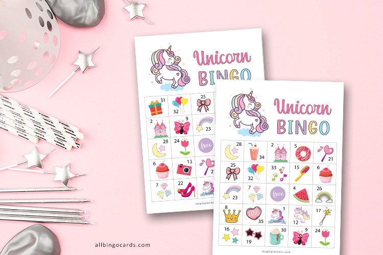 Unicorn Bingo Game Cards