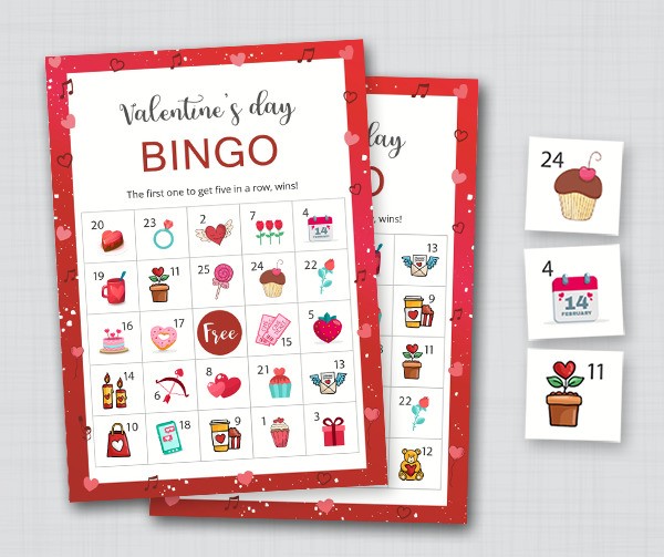 Valentines Day Bingo Boards 30 Prefilled Cards