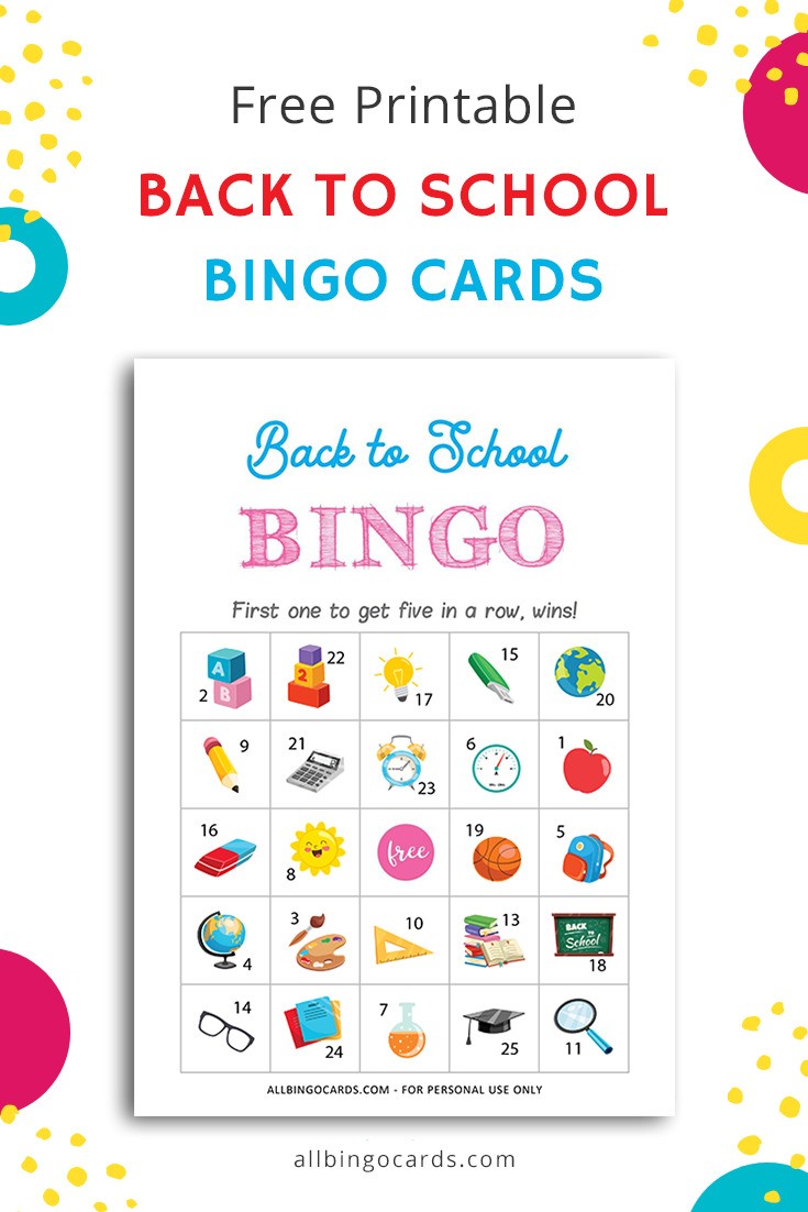 Back to School Bingo for Kids