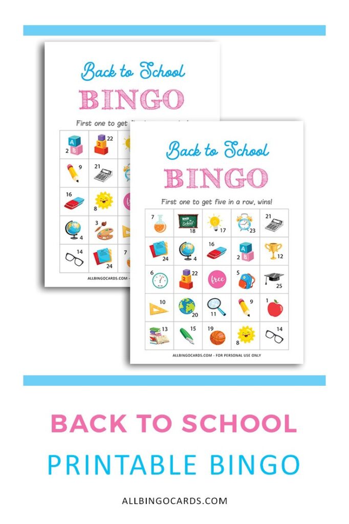 Free Printable Back to School Bingo Cards