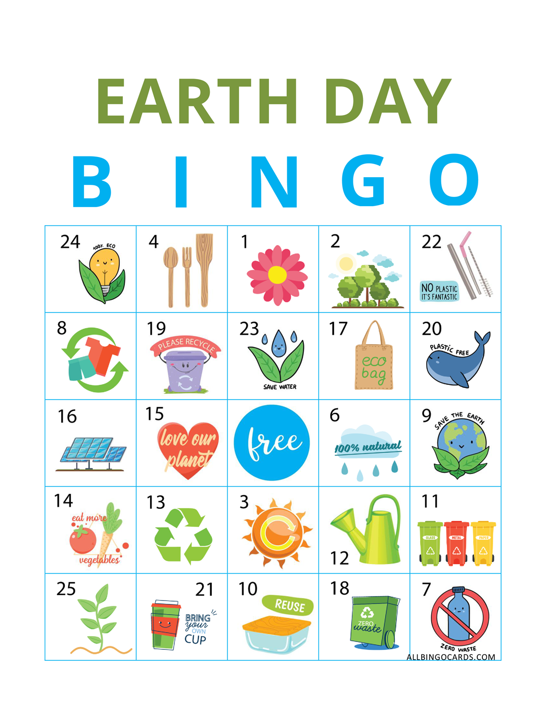 Earth Day Bingo Printable