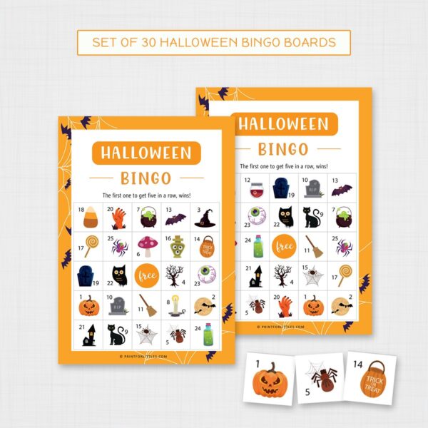 Set of 30 bingo cards printable