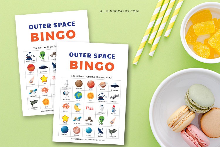 Outer Space Bingo for Kids Printable