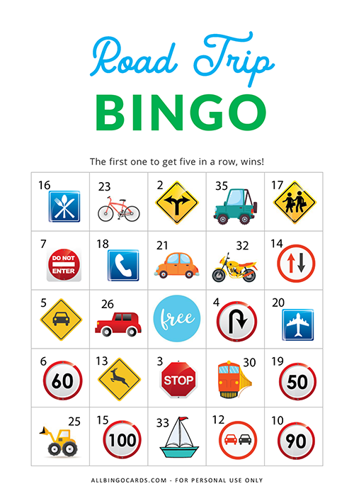 Road Trip Bingo for Kids