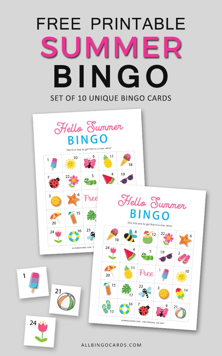 Printable Summer Bingo Cards for Kids