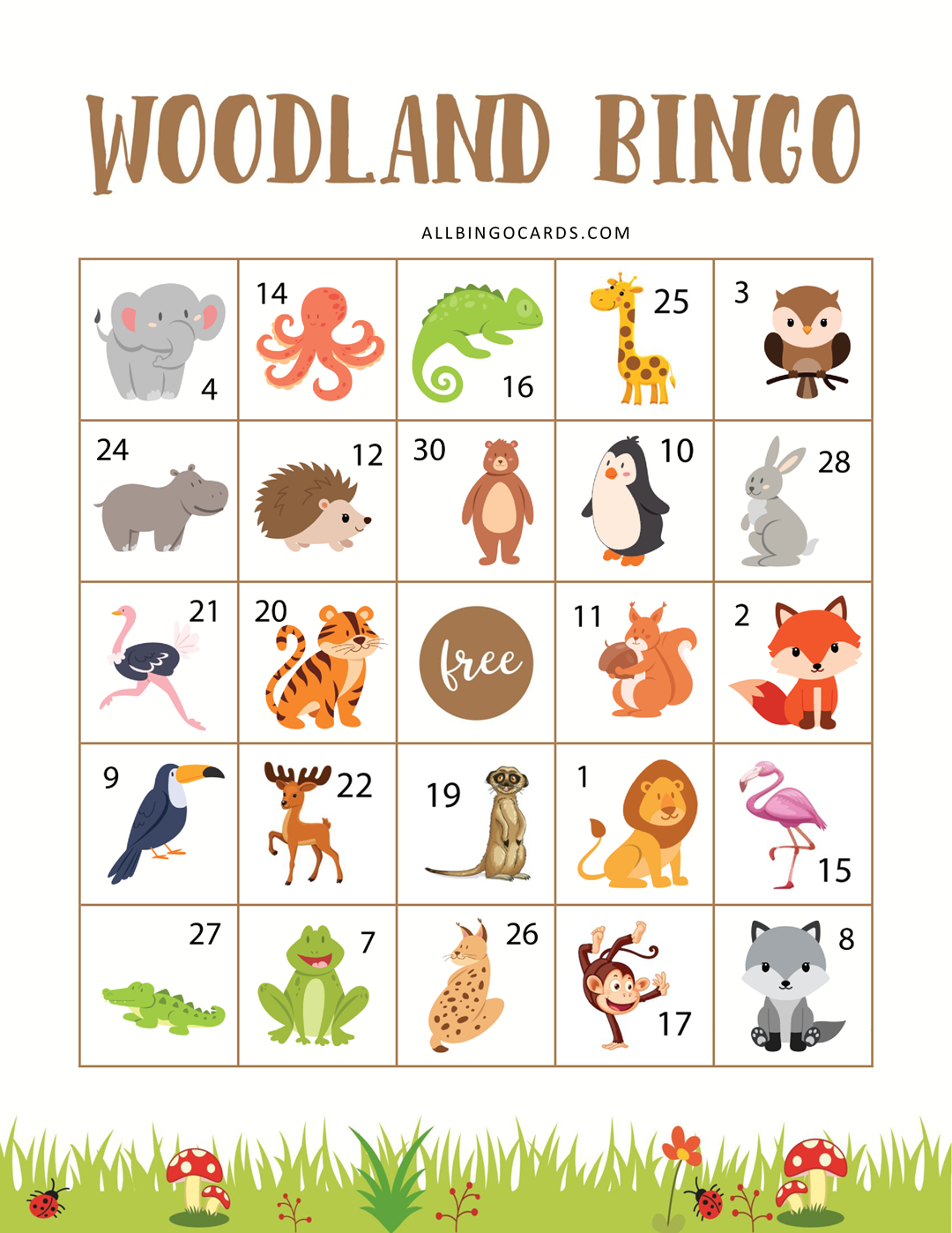Free Printable Woodland Bingo